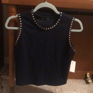 Black crop top studded